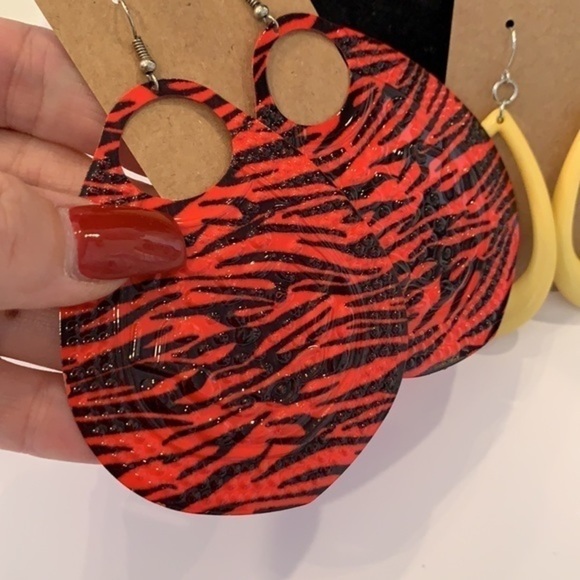 💐5/25 jumbo huge large 1980s bold colorful statement earrings - Picture 2 of 9